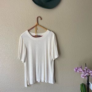 Vintage white cream blouse- size large - brand : orvis